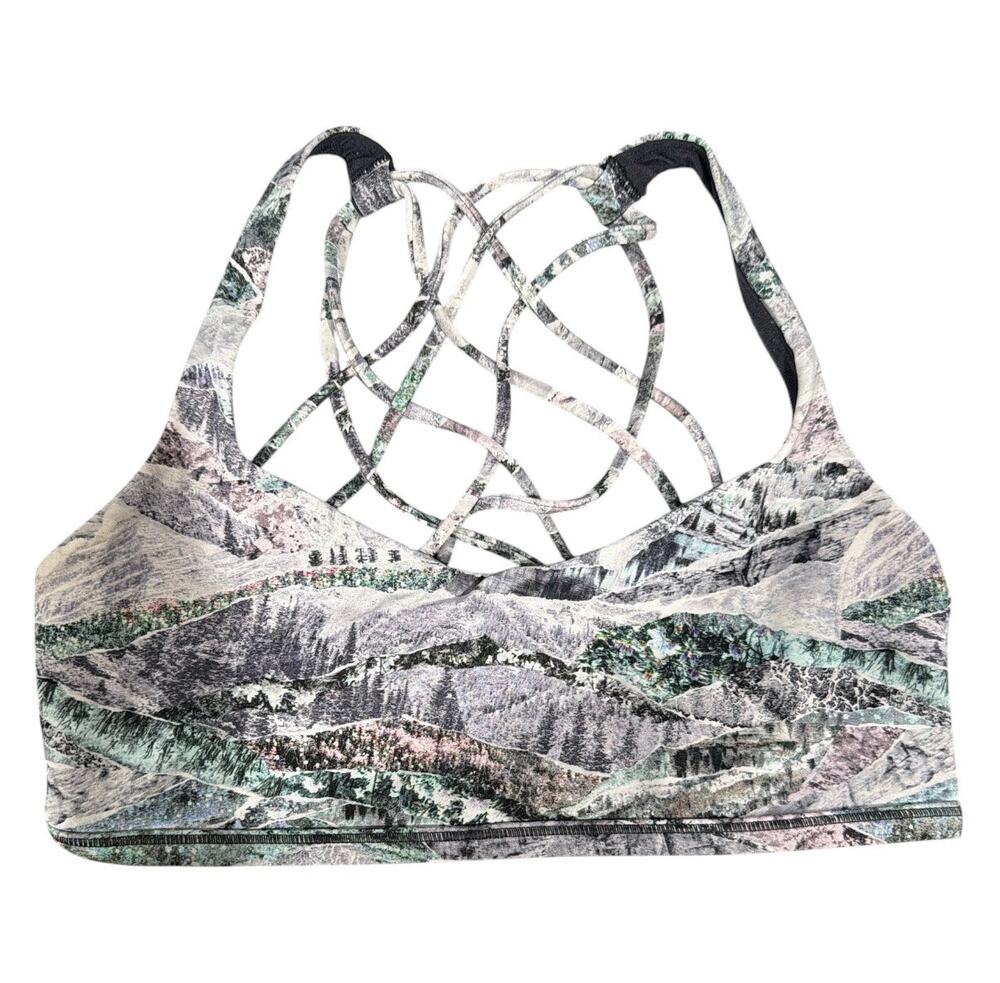 Lululemon Free To Be Bra Mountain Print Strappy Back Sports Bra Size 8